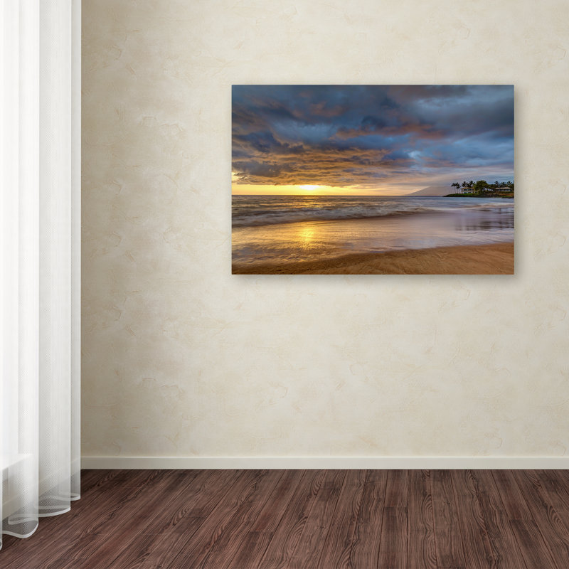 Fabrizzio "Secret Beach Sunset" par Pierre Leclerc, reproduction de photo sur toile tendue, H 12 po x l 19 po x P 2 po
