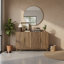 Armoire d'appoint moderne 55 "en noyer avec bords arrondis, 4 portes et beaucoup de rangement-1209570307