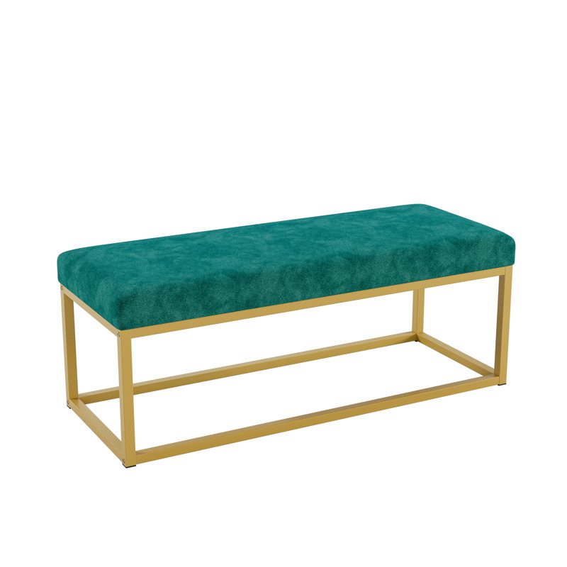 Mid-Century Modern Storage Bench for Entryway with Steel Frame, PU Leather Upholstered Seat, 600 lb Capacity - Ideal for Living Room, Hallway & Bedroom