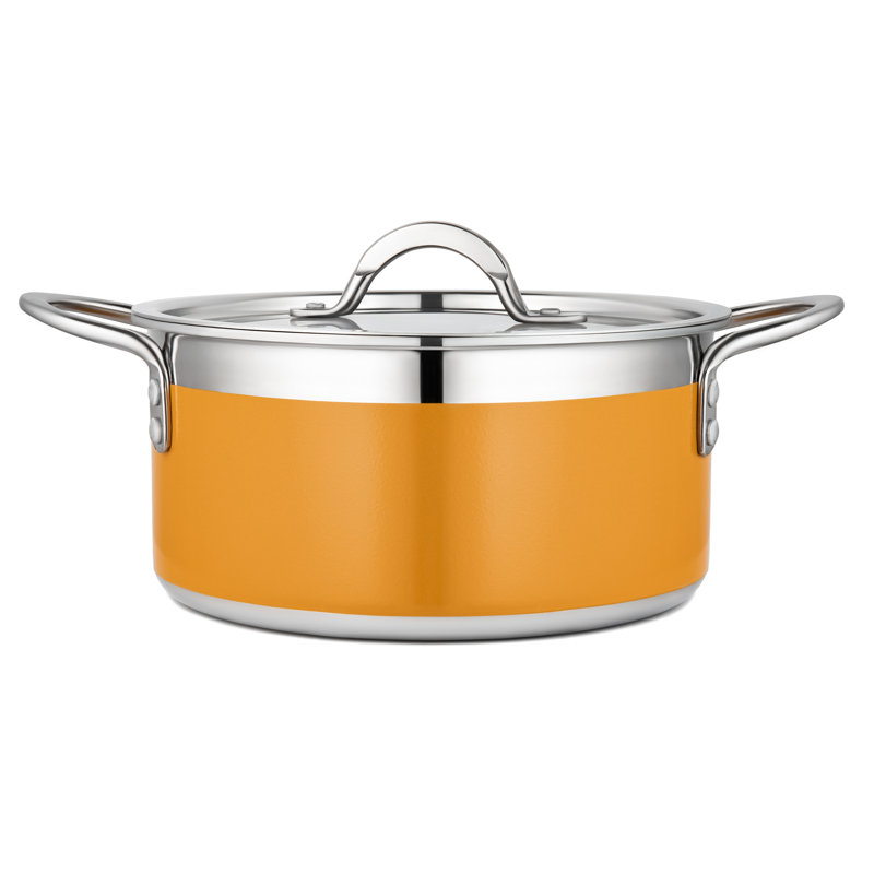 Marmite en acier inoxydable avec couvercle Bon Chef, 3,28 pte, Orange