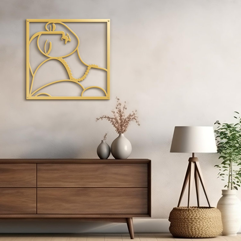 Décoration murale en métal, H 36 po x l 36 po x P 0,05 po, Or