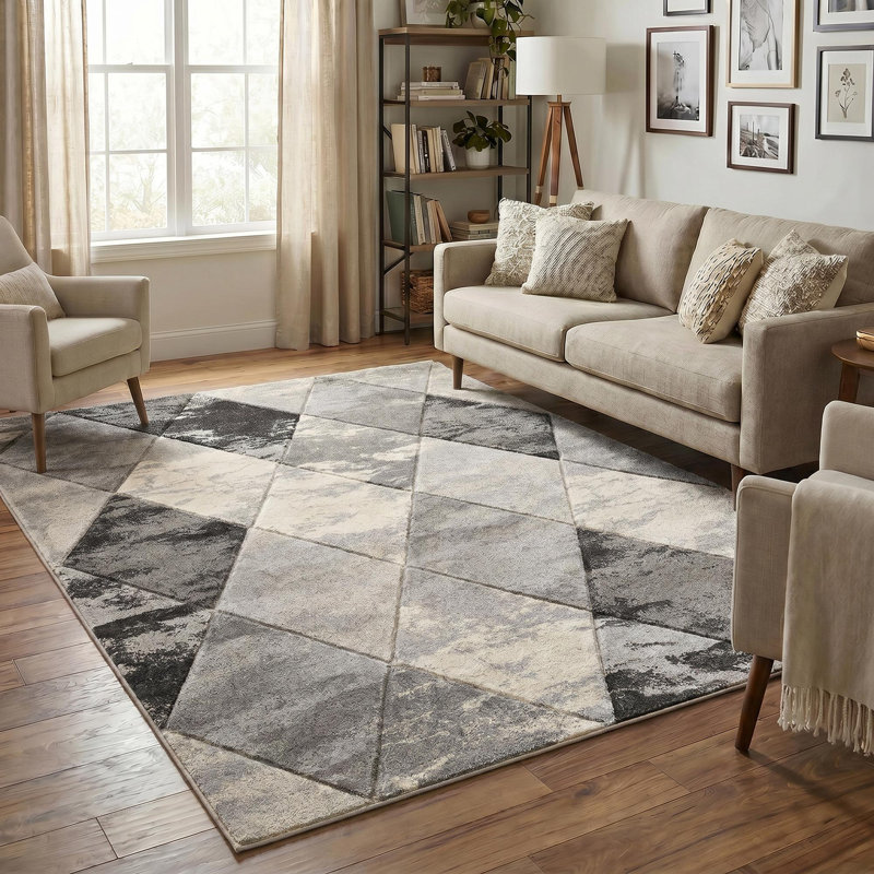Chaiken Geometric Shapes Area Rug, GREY, 160 x 230 cm (Rectangular)