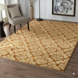 Brown Hand-Knotted Wool Baroque Floral Repeat Geometric Modern Contemporary Carpet Rug
