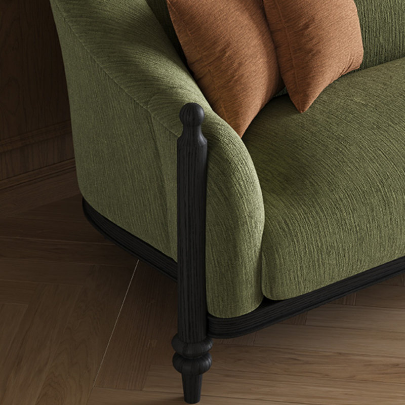 Canapé Mid-Century en chenille vert crème Mid-Century