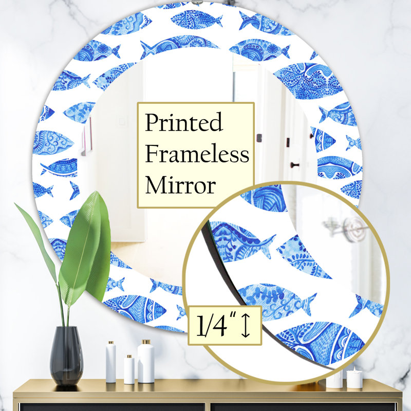 Costal Creatures 1 - Printed Traditional Frameless Oval or Round Wall Mirror, 23.6" H x 23.6" W