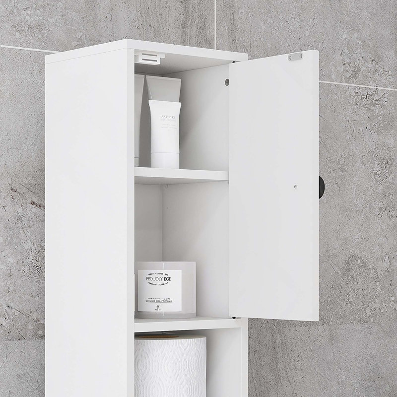 71-Inch Tall Bathroom Narrow Toilet Paper Storage Cabinet With Open Shelves, 2 Door & Adjustable Shelves For Kitchen, Hallway, Living Room