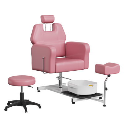 Fauteuil de pédicure ergonomique avec inclinaison, pivotant à 360 °, repose-pieds réglable et spa pour les pieds, comprend un tabouret roulant pour les salons de manucure et les spas de beauté à domicile