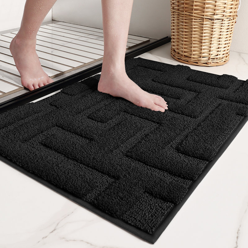 Non-Slip Bath Rug, Black, 20" L x 47" W