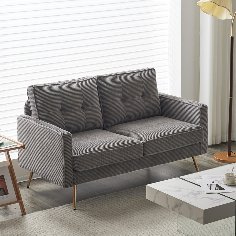 Balaton Upholstered 56.7'' Loveseat, Gray Corduroy