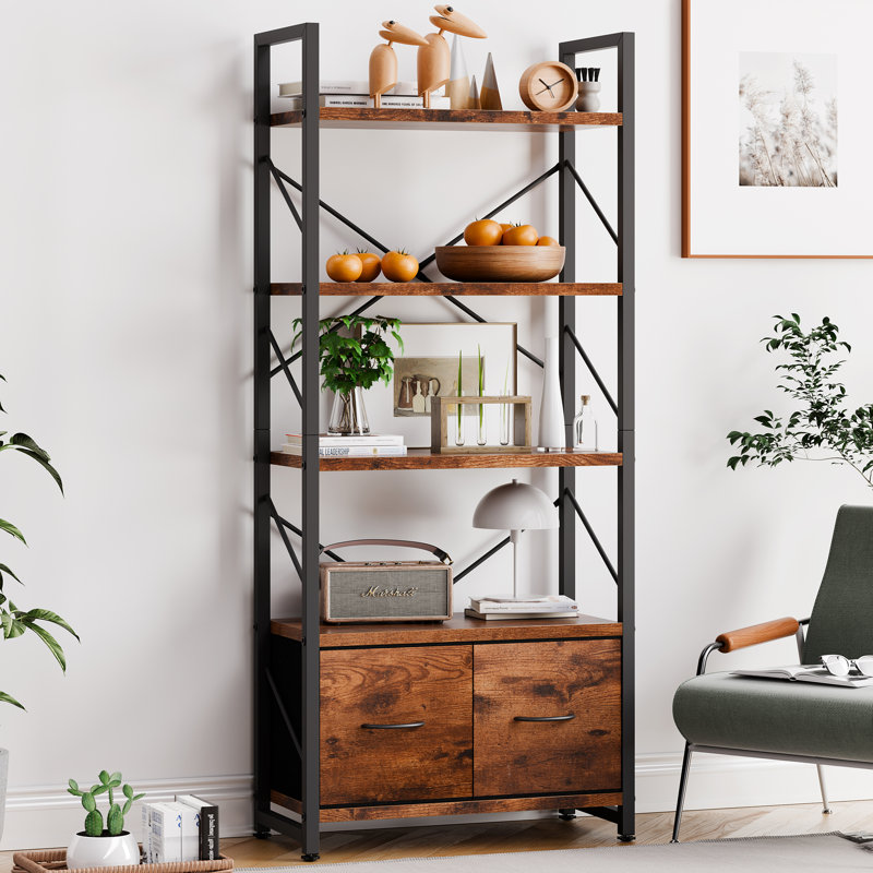 Étagère à livres 4 niveaux 62,4 "avec structure en acier
