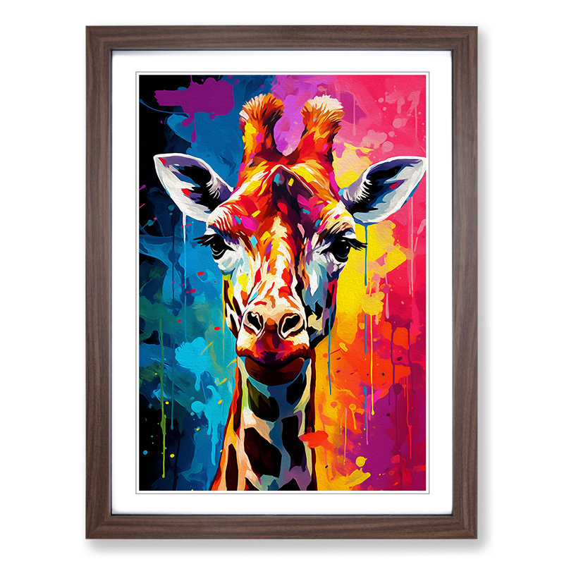 Giraffe Pop - Framed Print, Walnut, 64cm H x 46cm W x 2cm D