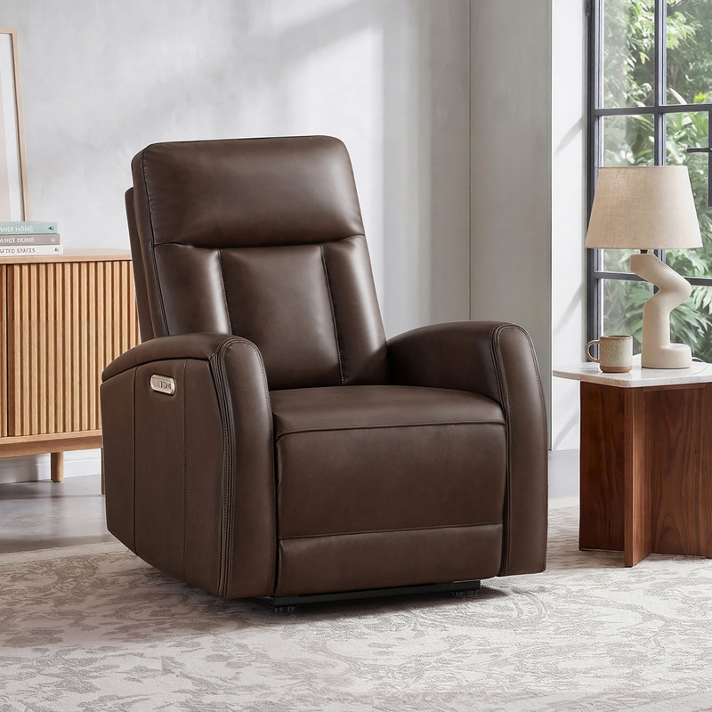 Fauteuil inclinable électrique avec revêtement en similicuir Wall Hugger, Brun