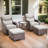 Ensemble de conversation d'extérieur 5 pièces avec chaises berçantes pivotantes en osier, repose-pieds et table d'appoint Deb-1811363671