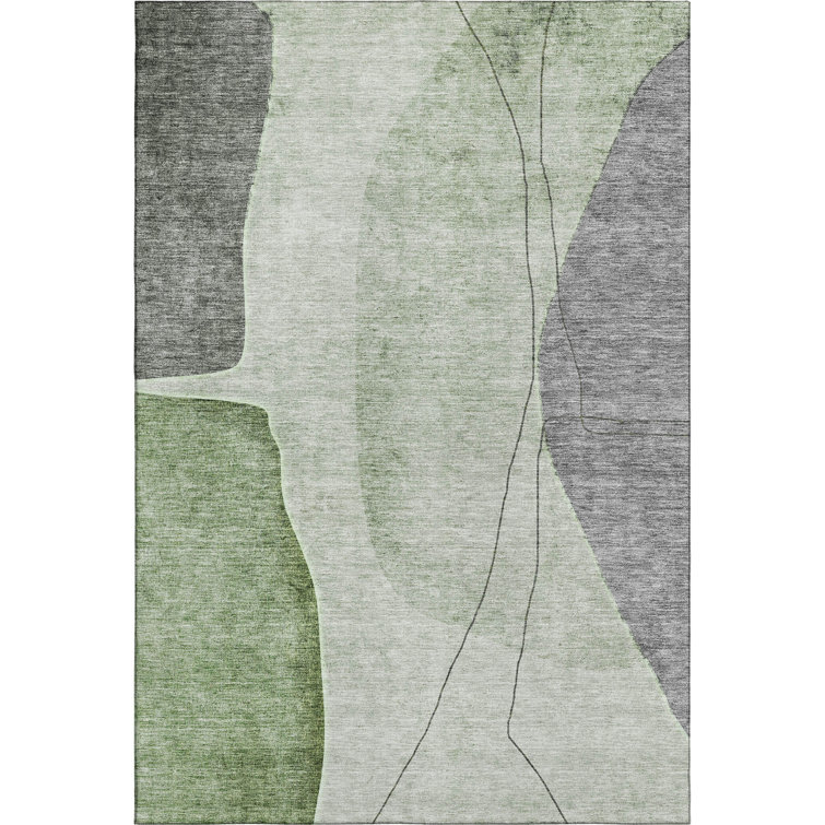 Premium Machine Washable Prisco Green Rug