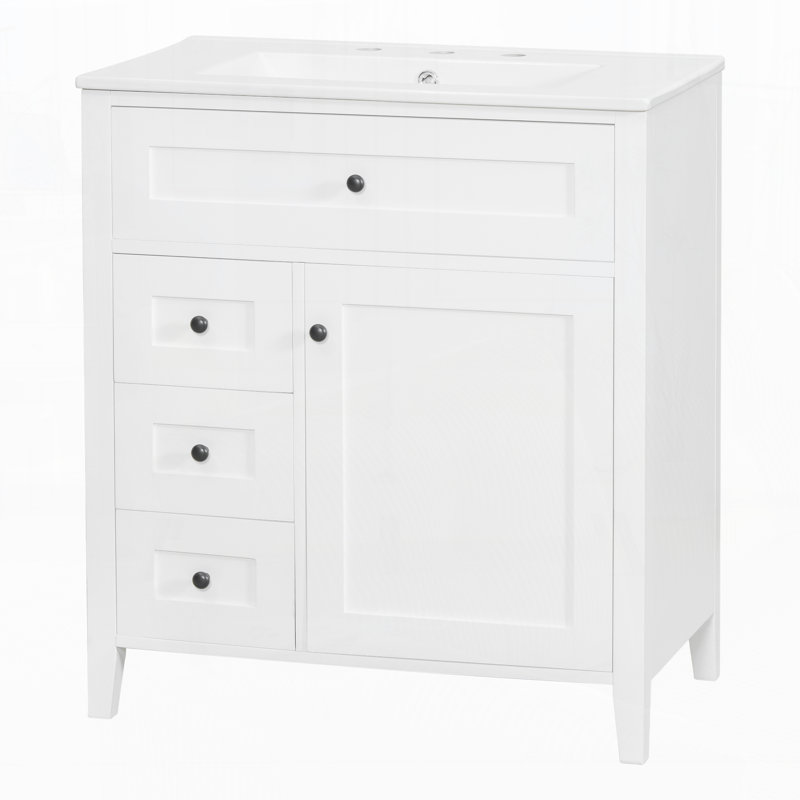 Meuble-lavabo de 30 pouces avec lavabo, Blanc