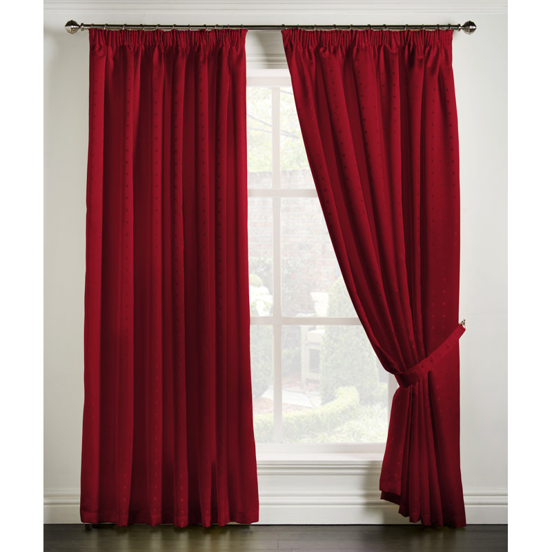 Norush Madison Pencil Pleat Curtains, 229cm Width x 183cm Drop, Red