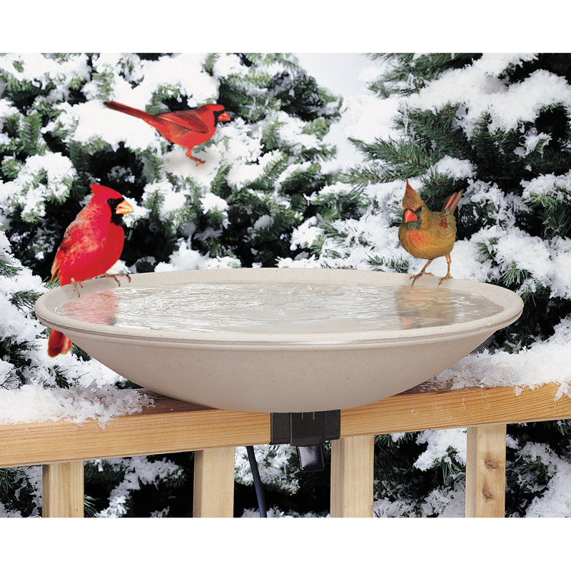 Bain d’oiseaux chauffant à fixation sur plateau, Beige