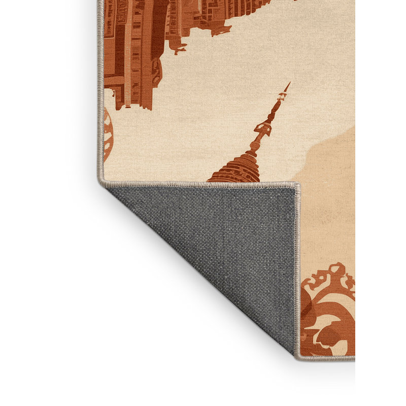 Soft Plush Burnham Chiang Mai Temples Global Inspired Oriental Area Rug in Beige – Beige Binding, 5x7