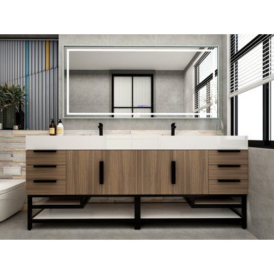 Jessica 84'' Single Bathroom Vanity with Stone Top