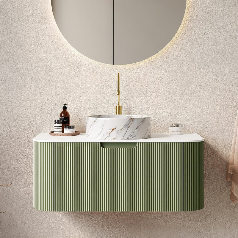 Ensemble de meuble-lavabo mural 24 po Echoe, Vert clair, 35.83"
