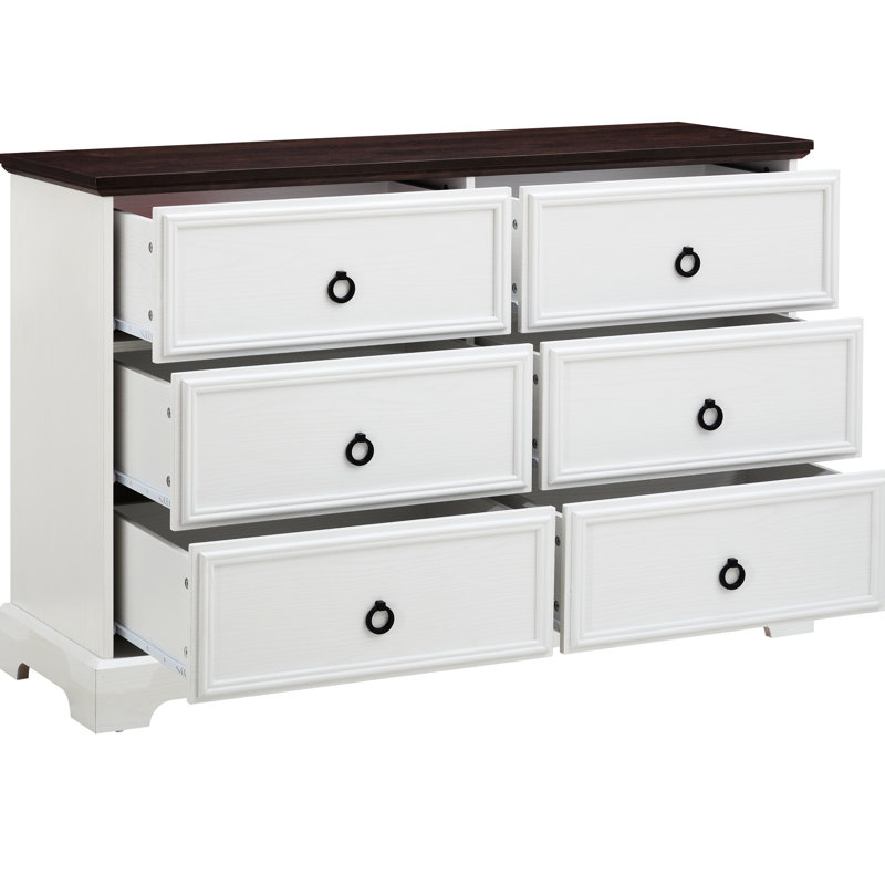Commode 6 chambres blanche - unité de rangement spacieuse avec commode en bois à 6 tiroirs