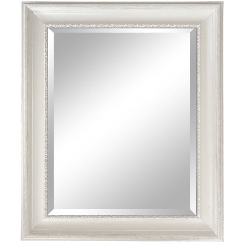 Stella Modern Vintage Ornate Framed Wall Mirror, 29.5" x 25.5", White
