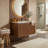 30" Patented Folding Wall-Mounted Vanity With Ceramic Sink, 1-Minute Tool-Free Assembly & 3D Textured Cabinet (Walnut)-2102895931