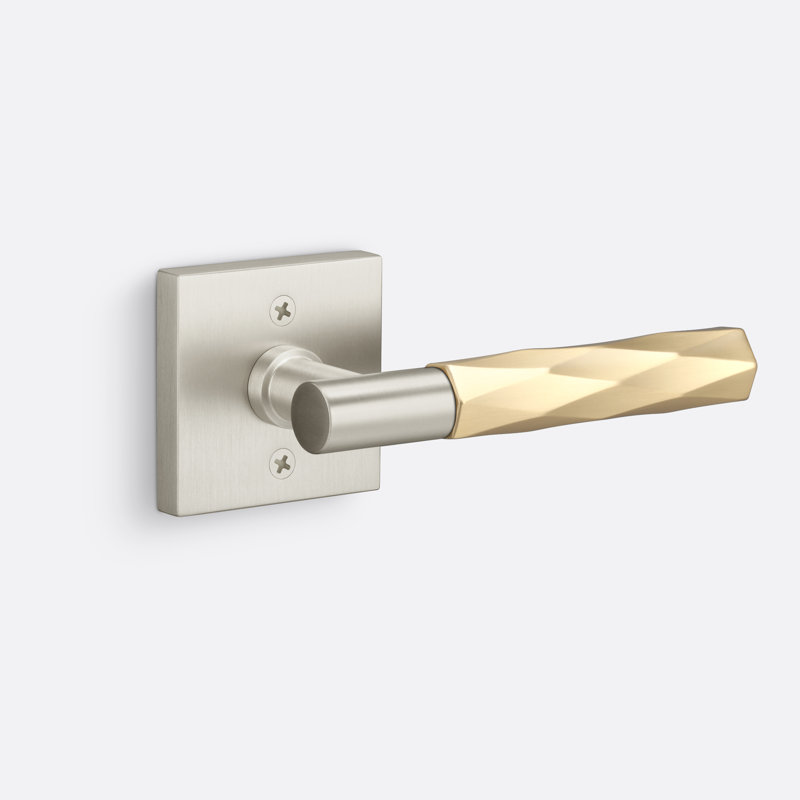 Aspra Square Dummy Rosette, Vertex Grip, Satin Brass/Satin Nickel, Single Dummy