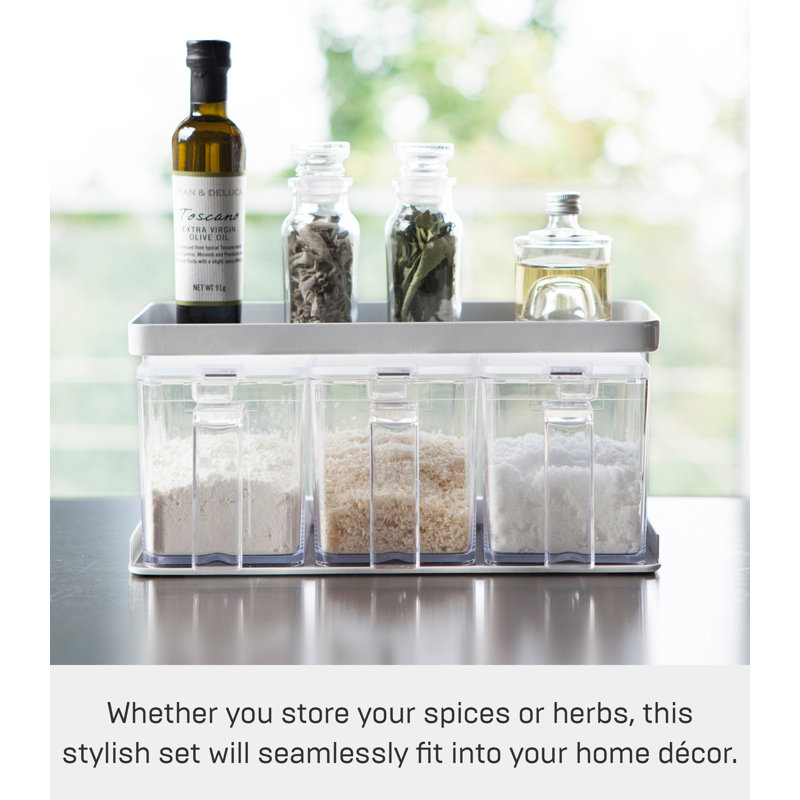 White Wooden Countertop Spice Rack with Canisters