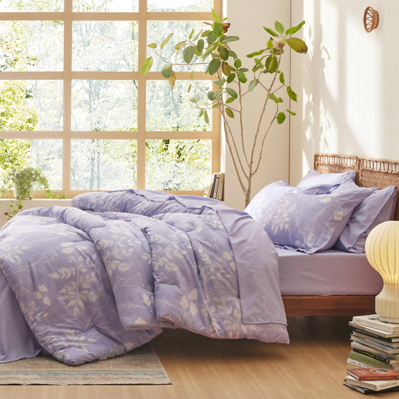 Bedsure Bed in a Bag - Reversible Flroal & Plant Pattern Printed with Comforters, Sheets, Pillowcases & Shams, 89GSM