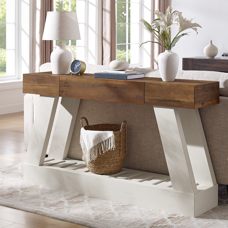 Console de style campagnard 60 po avec tiroirs pour le couloir du salon comme table d'entrée et table de canapé