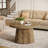 31.5" Round Coffee Table, Fluted Center Table with Drum Base, Farmhouse Accent Tea Table for Living Room, Apartment-459007153