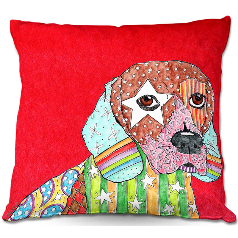  Coussin Couch Beagle, 20 po x 20 po, Rouge