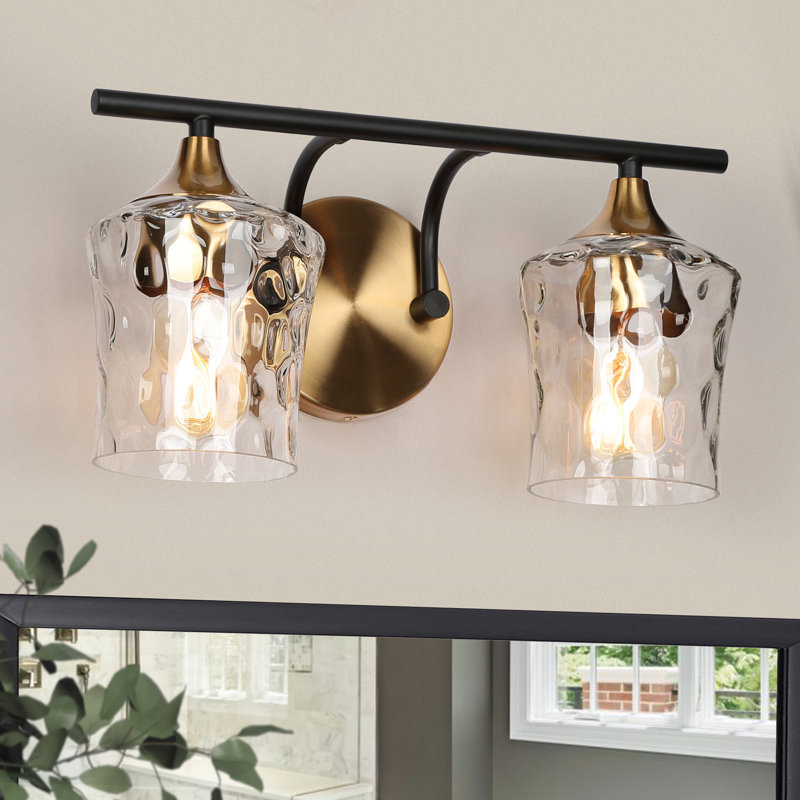  Balendran 2-Light Dimmable Vanity Light-Hammer Glass, Hammer Glass