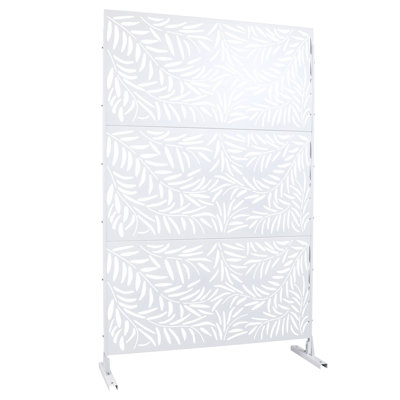 Panneau d'intimité en acier 76 po x l 48 po pour l'extérieur et l'intérieur, finition blanche