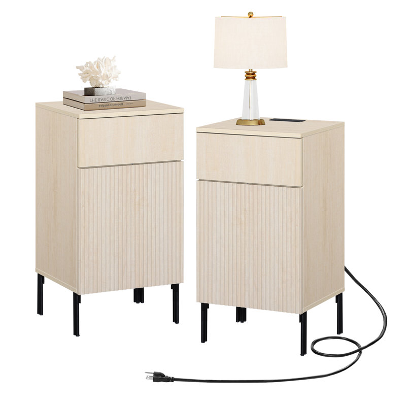Ensemble de 2 tables de chevet minimalistes modernes Union Rustic, Beige