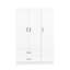 Armoire 3 portes avec 2 tiroirs, blanc