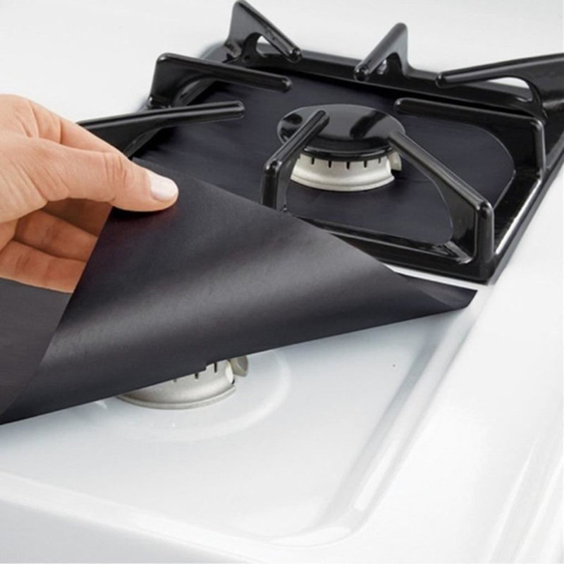 Reusable Gas Hob Liners Black Non Stick Burner Protector Mats, Cuttable Cooker Top Covers For Easy Cleaning & Spill Protection Pack Of 12