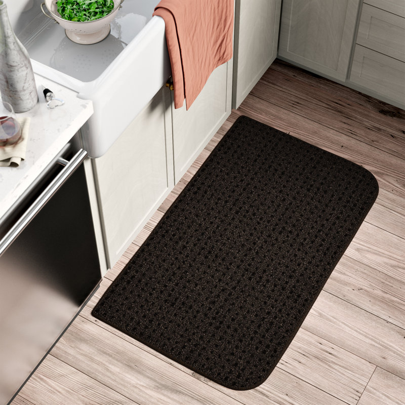 Benji Non-Skid Kitchen Mat, Mocha, Rectangle 1'6" x 2'6"