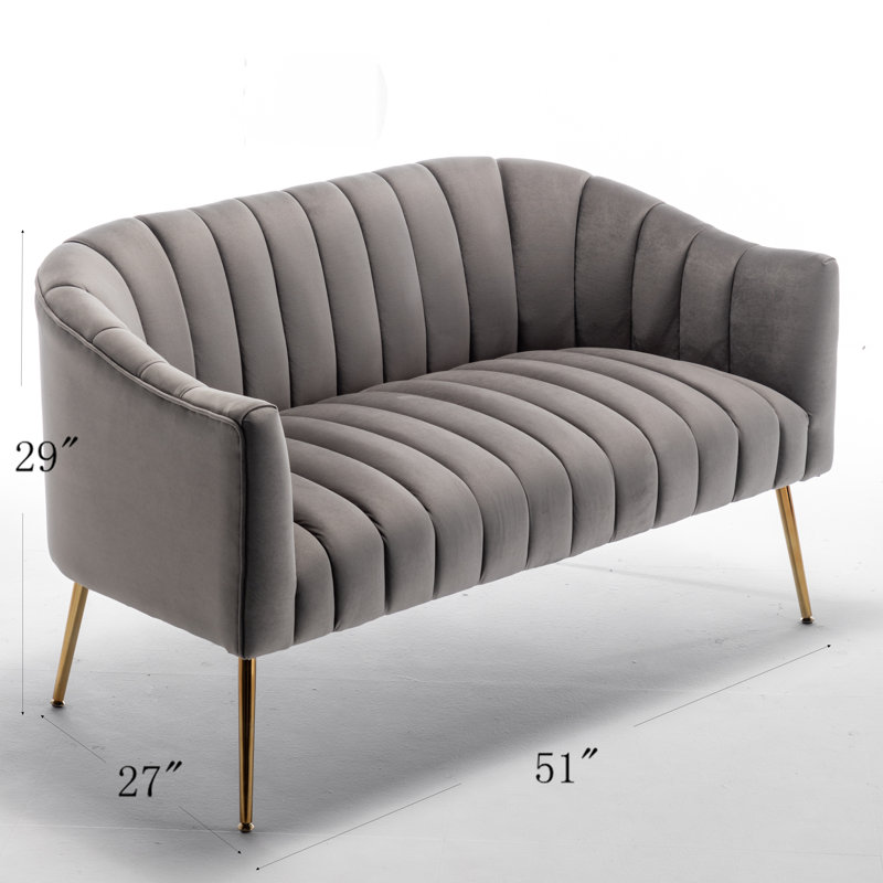 Mossley 51" Recessed Arm Loveseat with Reversible Cushions, Gray