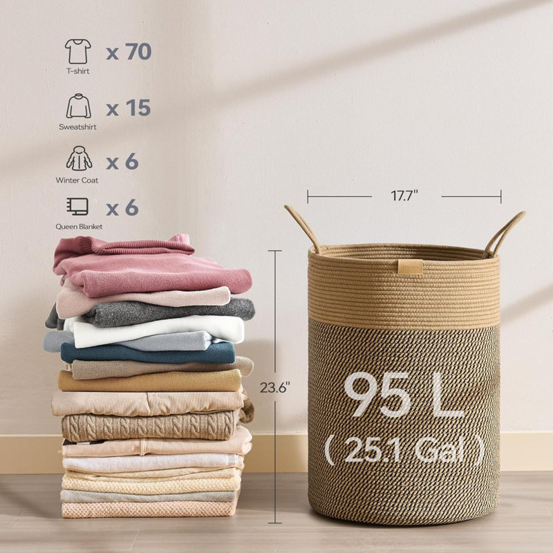 Panier à linge panier à linge pour vêtements Panier de rangement décoratif pour corde de coton Panier tissé pour chambre à coucher