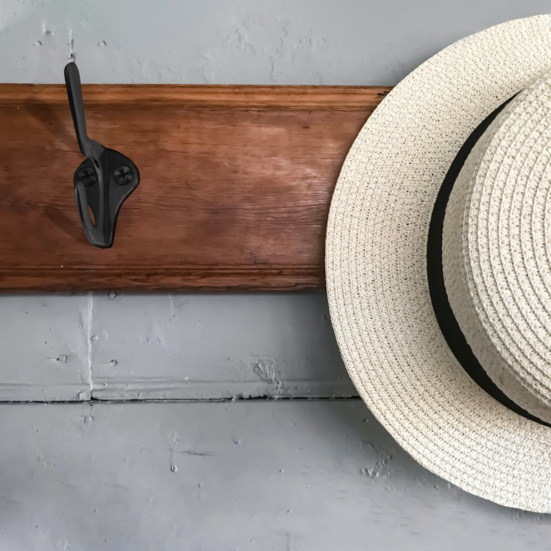 Classic 3-inch Double Hat and Coat Wall Mounted Hook Rack, Matte Black