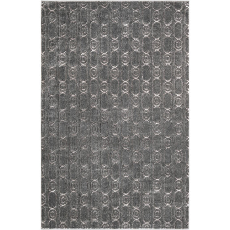 Tapis contemporain gris et argenté Vincente, Rectangle 6 pi 1 po x 9 pi