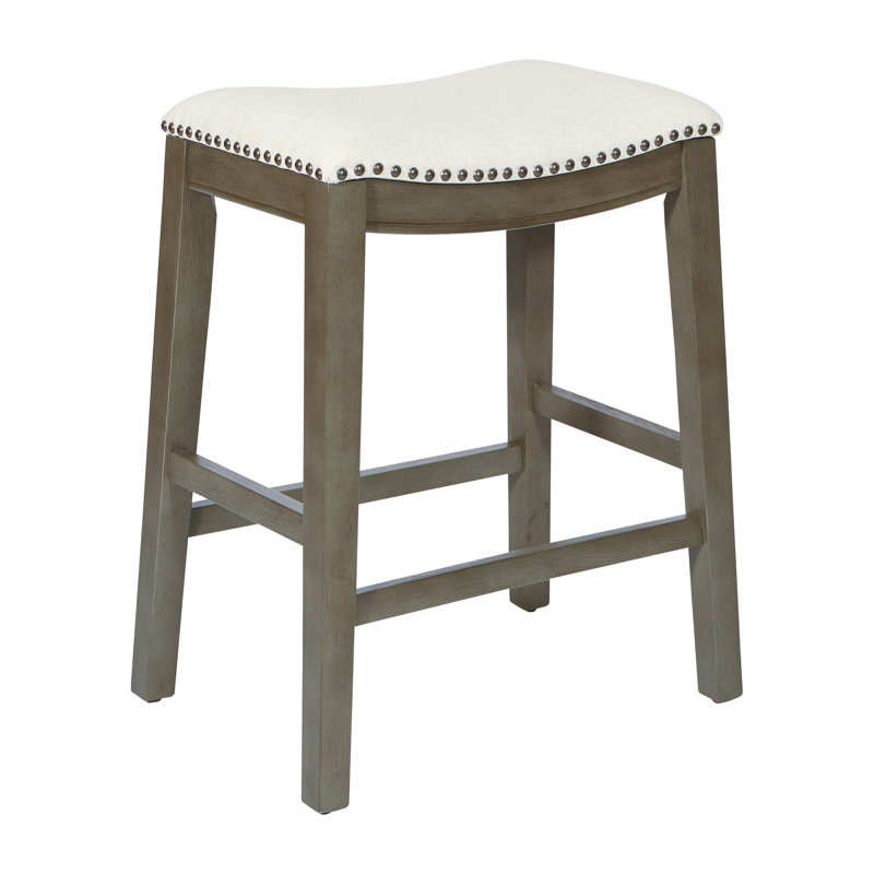 Tabouret de bar et de comptoir Clewiston, Tabouret de comptoir (assise de 24,75 po de hauteu, Lin blanc (blanc cassé)