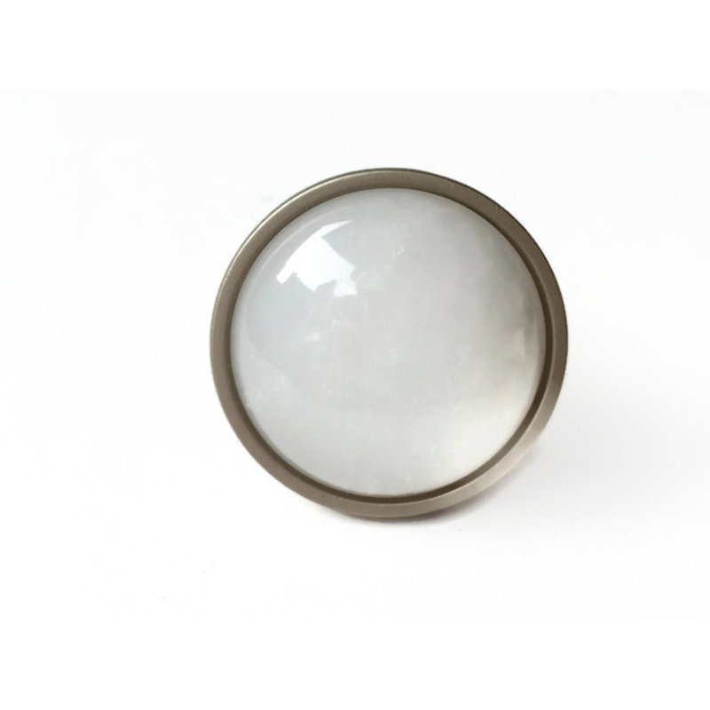 Mushroom Knob, Satin Nickel/White