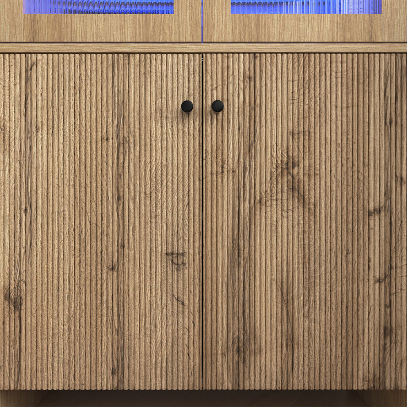Armoire de rangement arquée avec éclairage DEL, Naturel/noir