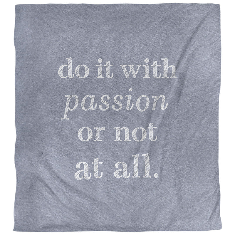 Housse de couette simple avec citation inspiration passion, Housse de couette pour très grand lit, Bleu / Blanc