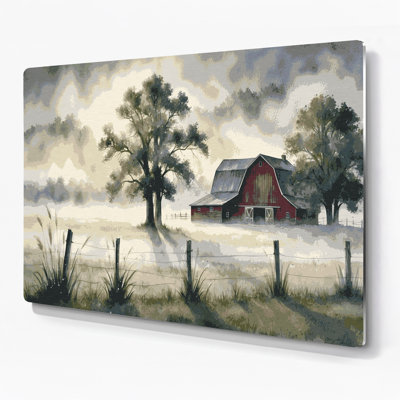 «Farm Morning Mist», art mural en métal beige