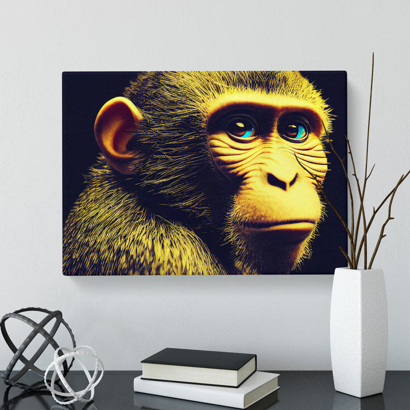 Monkey Portrait - Wrapped Canvas, 35cm H x 50cm W x 3cm D