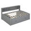 Lit de jour en bois double avec 2 armoires de chevet, 4 tiroirs et tablettes supérieures, lit de rangement gris pour la chambre à coucher-1331237848